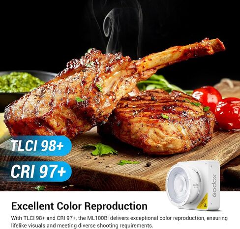 Godox ML100Bi 100w LED Video Light، 2800-6500k ثنائي اللون COB LED ضوء مستمر، CRI 97+ TLCI 98+، 11 تأثيرات FX، التحكم في التطبيق، لتصوير الفيديو المباشر in Saudi Arabia