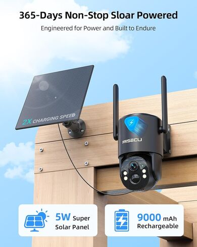 4G LTE Solar Security Camera Wireless Outdoor, 2.5K No Wi-Fi Outdoor Camera Wireless w/AI Object Analysis, PIR Motion Detection, 360° PTZ View, Full Color Night Vision, SD/Cloud Storage in Saudi Arabia