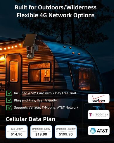 4G LTE Solar Security Camera Wireless Outdoor, 2.5K No Wi-Fi Outdoor Camera Wireless w/AI Object Analysis, PIR Motion Detection, 360° PTZ View, Full Color Night Vision, SD/Cloud Storage in Saudi Arabia