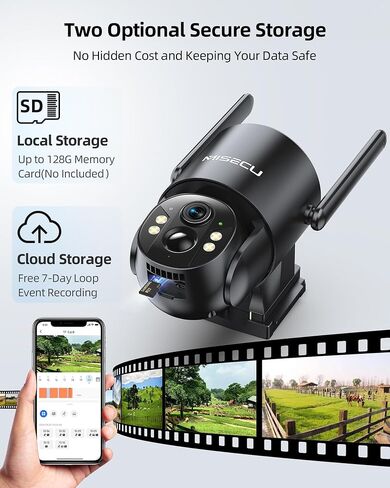 4G LTE Solar Security Camera Wireless Outdoor, 2.5K No Wi-Fi Outdoor Camera Wireless w/AI Object Analysis, PIR Motion Detection, 360° PTZ View, Full Color Night Vision, SD/Cloud Storage in Saudi Arabia