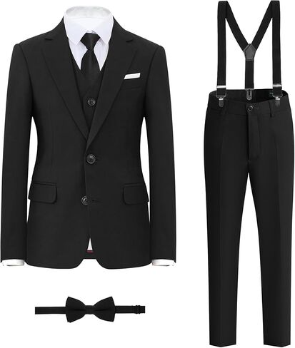 Boys' Dark Blue Husky Formal Classic 6-Piece Suit Set Size 12 Big Boys Toddler Tuxedos Suits for Kids Teen Youth Wedding Outfit Ring Bearer Outfit in Saudi Arabia