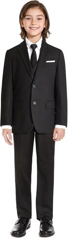 Boys' Dark Blue Husky Formal Classic 6-Piece Suit Set Size 12 Big Boys Toddler Tuxedos Suits for Kids Teen Youth Wedding Outfit Ring Bearer Outfit in Saudi Arabia