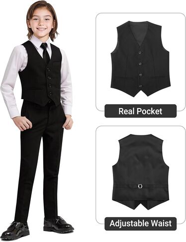Boys' Dark Blue Husky Formal Classic 6-Piece Suit Set Size 12 Big Boys Toddler Tuxedos Suits for Kids Teen Youth Wedding Outfit Ring Bearer Outfit in Saudi Arabia
