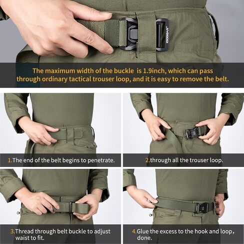 IDOGEAR Tactical Belt with Magnetic Quick-Release Buckle Military Style 1.5" Nylon Belt Loop and Hook Tail Fixation in Kuwait