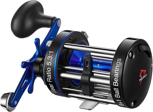 Piscifun Chaos XS Round Baitcasting Reel, Saltwater Conventional Reel | Aluminum body, 5.3:1 ratio, 6+1 bearings, 18-22LB drag, 40/50/60 sizes in Kuwait