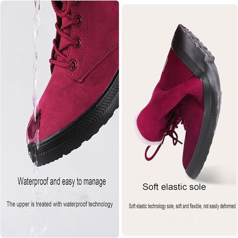Myallfeet المرأة من جلد الغزال حذاء الثلج عالي الرقبة دافئ شتاء مريح أفخم الصوف الأحذية في الهواء الطلق المضادة للانزلاق والأحذية القطنية الدافئة in Saudi Arabia