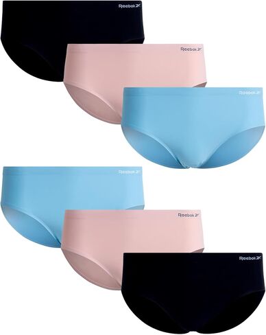 Reebok Women's Hipster Briefs - 6 Pack Stretch Performance Breathable Hipster Panties - Seamless Underwear for Women (S-XL), Size Large, Orchid Hush/Lotus/Black in Saudi Arabia