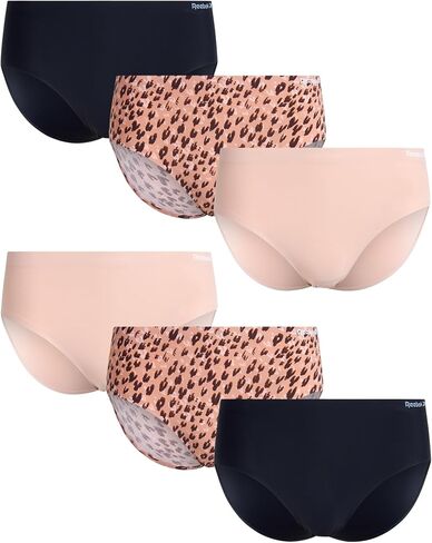 Reebok Women's Hipster Briefs - 6 Pack Stretch Performance Breathable Hipster Panties - Seamless Underwear for Women (S-XL), Size Large, Orchid Hush/Lotus/Black in Saudi Arabia