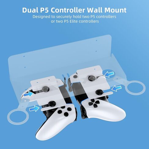 طقم تثبيت على الحائط متوافق مع PS 5/ PS 5 Slim جميع الموديلات مع حاملات لتخزين وحدة التحكم وسماعات الرأس، حامل مثبت على الحائط لمشغل PS Portal Remote، أبيض in Saudi Arabia