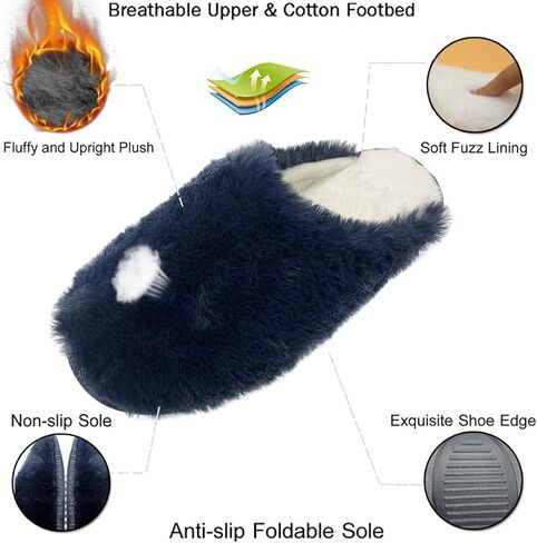 شبشب نسائي داخلي من الإسفنج الذكي سهل الارتداء في المنزل وغرفة النوم وشتاء دافئ وخفيف الوزن مع نعل مطاطي مانع للانزلاق in Kuwait