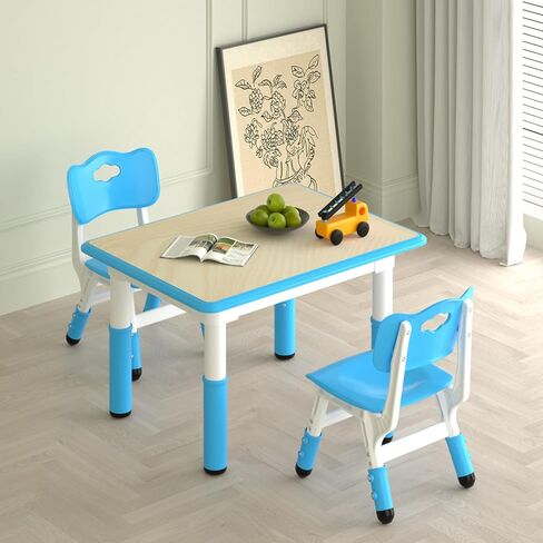 طاولة دراسة للأطفال ومجموعة 4 كراسي، طاولة وكراسي قابلة لتعديل الارتفاع للأطفال والأطفال الصغار، سطح مكتب جرافيتي 47.2 بوصة × 23.6 بوصة، مناسبة للرعاية النهارية والفصول الدراسية والمنزل، مع صندوق تخزين in Kuwait
