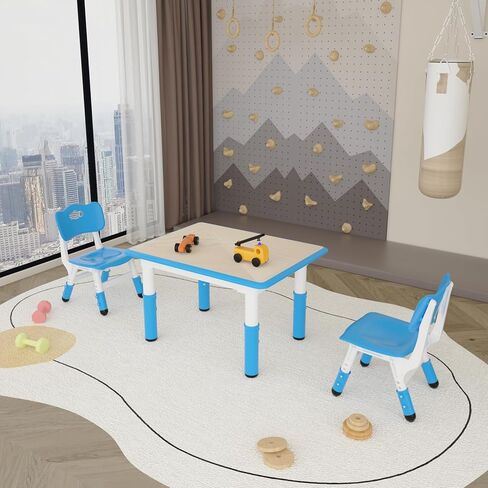 طاولة دراسة للأطفال ومجموعة 4 كراسي، طاولة وكراسي قابلة لتعديل الارتفاع للأطفال والأطفال الصغار، سطح مكتب جرافيتي 47.2 بوصة × 23.6 بوصة، مناسبة للرعاية النهارية والفصول الدراسية والمنزل، مع صندوق تخزين in Kuwait