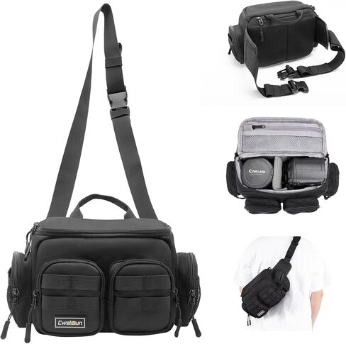 حقيبة خصر للكاميرا - حقيبة فاني صغيرة الحجم مقاومة للماء، حقيبة كاميرا محمولة خفيفة الوزن، حقيبة كتف للكاميرا بدون مرآة للتصوير الفوتوغرافي لكاميرات Canon وNikon وSony وFuji-Large in Kuwait