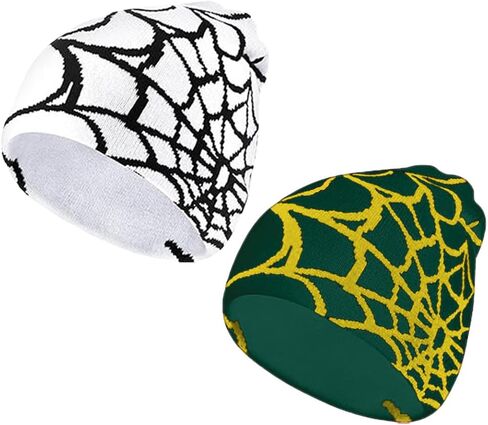 Women Beanie Winter Warm Beanies Men Casual Skullies Outdoor Y2K Gothic Spider Pattern Wool Acrylic Knitted Hat in Saudi Arabia