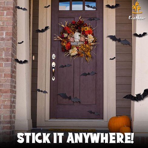 Econour Bats جدار ديكور 100 قطعة ديكور الهالوين الخفافيش واقعية PVC 3D أسود مخيف ملصقات جدار الخفافيش لديكور المنزل المخيف ديكورات حفلات الهالوين DIY جدار صائق الحمام ديكور داخلي للهالوين in Kuwait