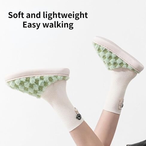 Cute Bedroom Slip on Plaid Shoes House Slippers for Women Plush Warm Fuzzy Slippers Cozy Checkered Slippers in Saudi Arabia