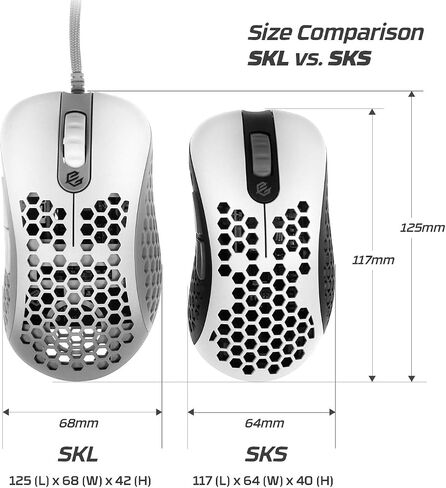 G-Wolves Gwolves Skoll Mini SK-S أبيض 50 جم ماوس ألعاب مريح بتصميم قرص العسل خفيف الوزن مع مستشعر 3389 - زلاجات PTFE - 16,000 نقطة في البوصة - كابل قابل للفصل (أبيض) (صغير) (متجدد) in Saudi Arabia
