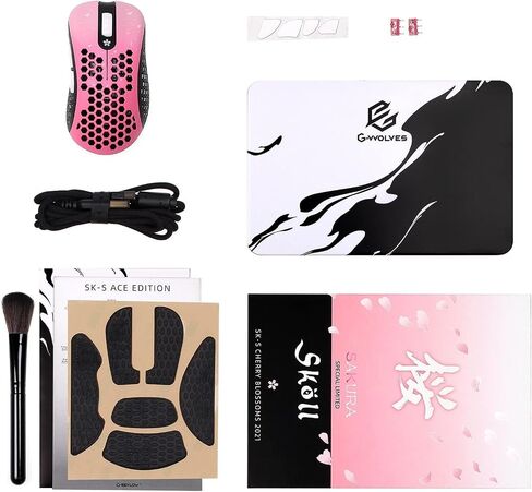 G-Wolves Gwolves Skoll Mini SK-S أبيض 50 جم ماوس ألعاب مريح بتصميم قرص العسل خفيف الوزن مع مستشعر 3389 - زلاجات PTFE - 16,000 نقطة في البوصة - كابل قابل للفصل (أبيض) (صغير) (متجدد) in Saudi Arabia