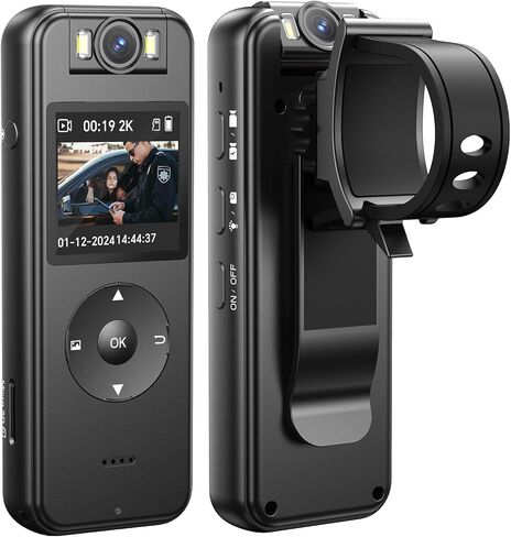 BOBLOV 2K A27 Body Worn Camera - 64GB WiFi Enabled, 1400mAh Battery, 4 Hrs Video, 180° Rotatable Lens for Cycling, Delivering Goods, and Law Enforcement in Saudi Arabia
