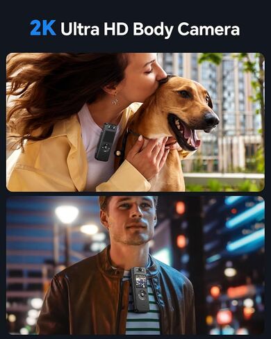 BOBLOV 2K A27 Body Worn Camera - 64GB WiFi Enabled, 1400mAh Battery, 4 Hrs Video, 180° Rotatable Lens for Cycling, Delivering Goods, and Law Enforcement in Saudi Arabia