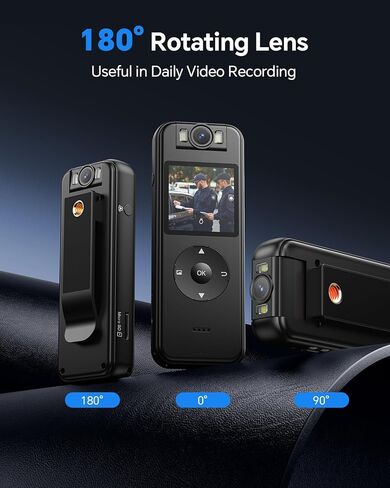 BOBLOV 2K A27 Body Worn Camera - 64GB WiFi Enabled, 1400mAh Battery, 4 Hrs Video, 180° Rotatable Lens for Cycling, Delivering Goods, and Law Enforcement in Saudi Arabia
