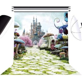 5x7FT Alice in Wonderland Photo Backdrop Photography Background for Newborn,Baby Shower,Kid's Birthday Party Decorations Supplies Booth Studio Props
