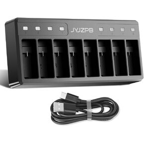 JYJZPB Eight-Slot Fast-Charging Battery Charger, Fully Compatible for GoPro Hero12 GoPro Hero11, GoPro Hero10, GoPro Hero 9 Battery Charger (with Type C Cable)