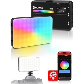 MOMAN On Camera Light، 91 LEDs RGB Camera Video Lights للتصوير الفوتوغرافي، CRI 95+ Dimmable 2500-9000K، 3100 مللي أمبير، لوحة إضاءة تسجيل فيديو محمولة للكاميرا مع حذاء بارد، ضوء على الكاميرا والفيديو in Kuwait