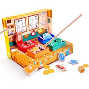 TOI Magnetic Go Fishing Game Set for Toddlers Aged 2 and Up, Montessori Color&Shape Sorting Learning Matching Toy for Kids, Educational Game for Boys and Girls, 1-4 Players