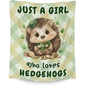 Hedgehog Blanket for Girls, Hedgehog Lovers - Soft, Lightweight - 40x50 Inches Crib Size Throw Blanket for Bed, Couch, Sofa - Green Cartoon Lightweight Throws Gift