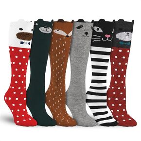 6Pcs Girls Knee High Socks - Tall Socks for Girls Knee High Socks for Girls Teen Girl Socks Cute Long Socks for Girls Knee High Socks Cute Girl Socks - Long Socks for Teen Girls Cotton Socks for Girls