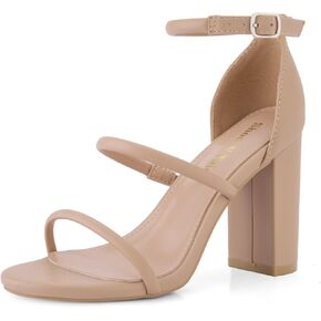 Shoe'N Tale Block Chunky Heels for Women Strappy Ankle Strap Buckle Dress Prom Shoes