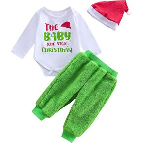 Thorn Tree Infant Baby Boy Christmas Clothes Set The Baby Who Stole Christmas Romper Velvet Pants Hat Outfits