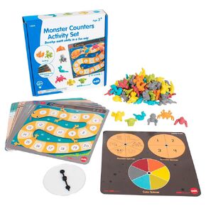 edxeducation Monster Counters Activity Set - Early Math Manipulatives - 83 Pieces - 72 Counters, Activity Cards & Spinner - Counting, Sorting and More