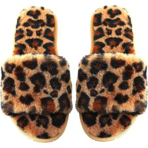 Millffy Women's Wool Fur Slippers Sheepskin Leather Slippers Shearling Fur Fluffy Fuzzy House Bedroom Shoes Slides