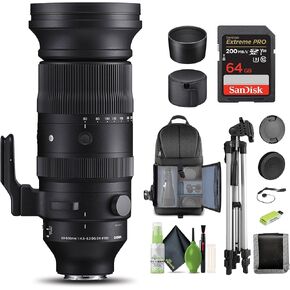 Sigma 60-600mm F4.5-6.3 DG DN OS Compatible with Sony E Mountt Bundle with Video Tripod 72" + Extreme PRO 64GB Memory Card + Lens Cap Keeper + Camera Bag + More Accessories