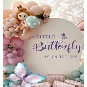 A Little Butterfly is on The Way Baby Shower Party Decal Sign - Butterfly Baby Shower Decoration,Welcome Baby Shower Sign Decor,Gender Reveal Girl or Boy Baby Shower Decal