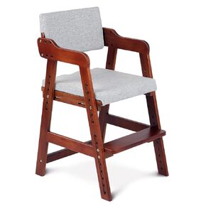 Ezebaby Wooden High Chair, Adjustable Highchair for Toddlers to Teens with Steps, Kids Dining Chair, Study Chair with Removable Cushion (Natural Color)