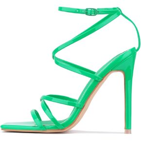 Cape Robbin Minnie Sexy Stiletto High Heels for Women, Strappy Square Open Open Toe Shoes Heels