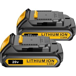 LONG FIT 20V 3.0AH Replace for DEWALT 20V MAX Battery Pack, 3.0-Ah, 2-Pack, Compatible with Dewalt DCB200 DCD DCF DCG Series Cordless Power Tools