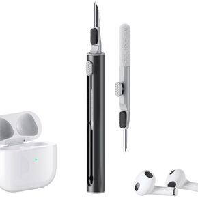 Hyashee Cleaner Kit for Airpods Pro 1 2 3 Multi-Function Cleaning Pen with Soft Brush Flocking Sponge for Bluetooth Earphones Case Cleaning Tools Black