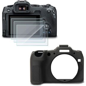 Screen Protector (3+1Pack) Compatible for Canon EOS R8,Tempered Glass Film Anti-Scratch High Definition and Soft Silicone Case for Canon EOSR8 Camera