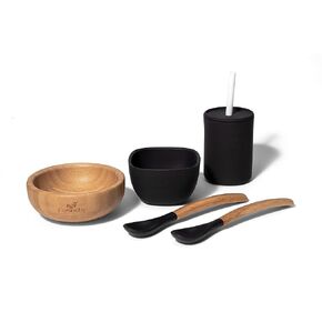 Avanchy Bamboo La Petite Family Collections Gift Set Green - Includes Mini Bamboo Bowl, Silicone Bowl, Silicone Cup, and Bamboo Baby and Infant Spoons - Baby Dishes Set - Baby Shower Gifts