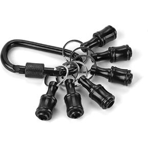 LUEXBOX 1/4 Inch Bit Holder Keychain, Hex Screwdriver Bits Holder Extension Bar, Quick Change Screw Bit Holder for Most Electric, Hand-held Screwdrivers and Drill Bits(6 PCS)