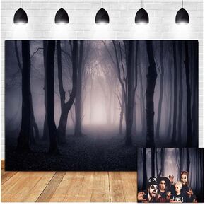 Halloween Party Foggy Forest Ghost Haunted Photography Backdrop Photo Booth Studio Props Vampire Scary of Nights Halloween Background Banner Decor Children Baby Shower Birthday Supplies 7x5ft