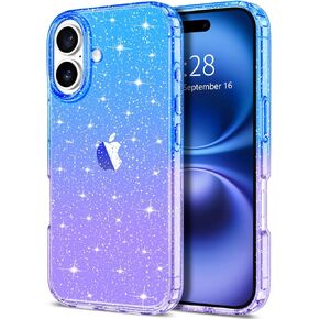 Hython Case for iPhone 16 Pro Max Case Glitter, Clear Glitter Sparkly Shiny Bling Sparkle Cute Cover, Anti-Scratch Soft TPU Slim Fit Shockproof Protective Phone Cases for Women Girls, Clear Glitter