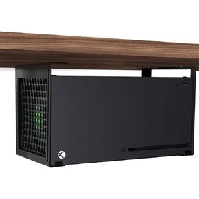 Steel Under Desk Mount Compatible with Xbox Series X with Anti-Scratch Silicone (Dark Black)