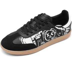 Women and Men Retro Fashion Sneakers Lace Up Walking Shoes Low Top Casual Sneakers Comfortable Smiling Patten Shoes
