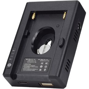 NP-F Battery Adapter Plate Lite Compatible with Sony NP-F Battery, 16.8V/8.4V Output Port with LED Indicator, with USB-C Port