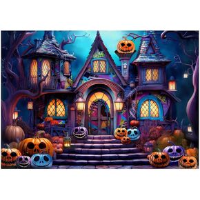Allenjoy 82" x 59" Nightmare House Backdrop for Boy Girl Halloween Photography Pictures Photo Booth Props Decorations Banner Background